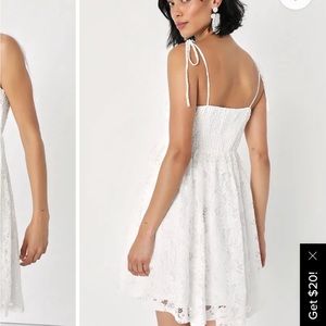 Lulus size medium white babydoll dress. Like new.